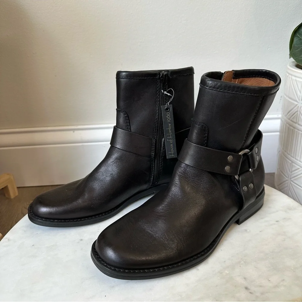New! House of Harlow 1960 Portia Black Leather boots women’s size 6.5